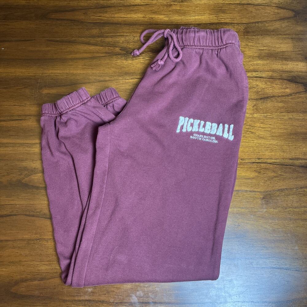 Aeropostale Pickleball Slouchy High-Rise Cinched Sweatpants Burgundy Sz Small